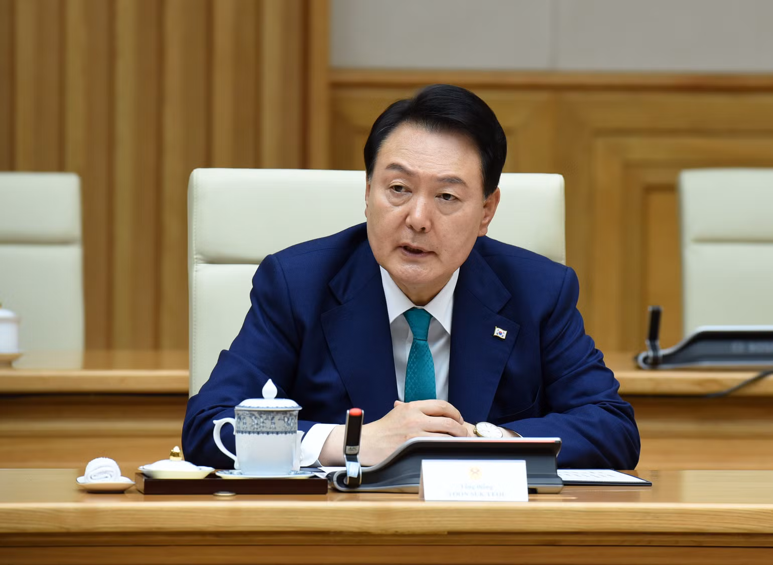 Tổng thống Hàn Quốc Yoon Suk Yeol phát biểu tại buổi hội kiến.