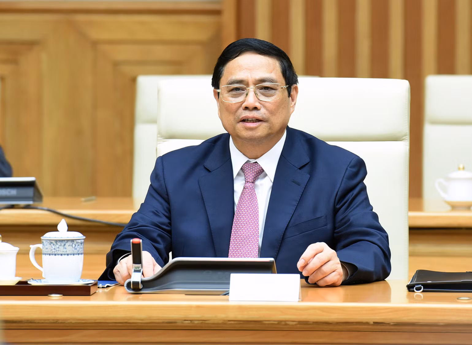 Thủ tướng Phạm Minh Chính phát biểu tại buổi hội kiến.