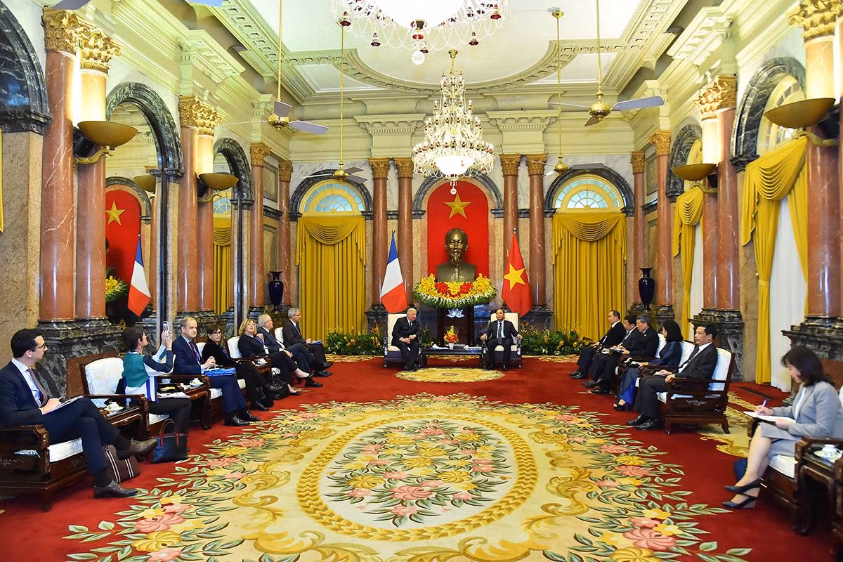 Quang cảnh buổi tiếp tại Phủ Chủ tịch. (Ảnh: Thủy Nguyên)