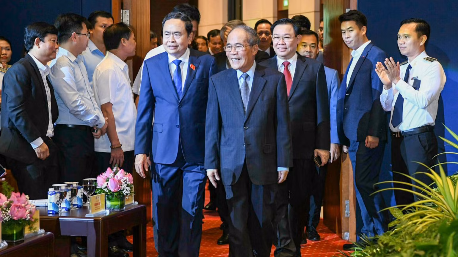 Chủ tịch Quốc hội Trần Thanh Mẫn cùng các đồng chí lãnh đạo, nguyên lãnh đạo Đảng, Nhà nước dự lễ kỷ niệm.