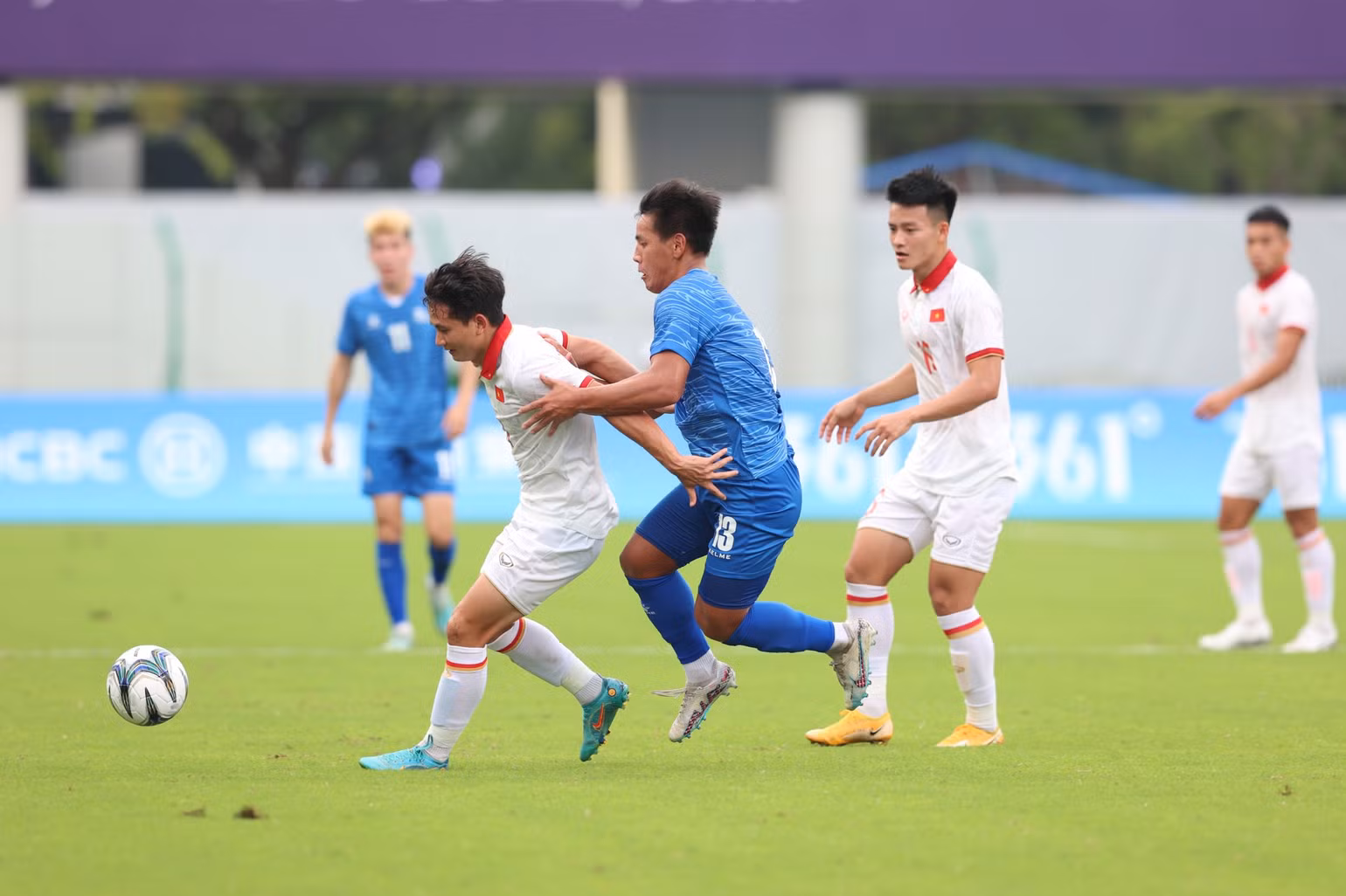 Đội tuyển Olympic Việt Nam hoàn toàn làm chủ thế trận trước Olympic Mông Cổ. (Ảnh: VOV)