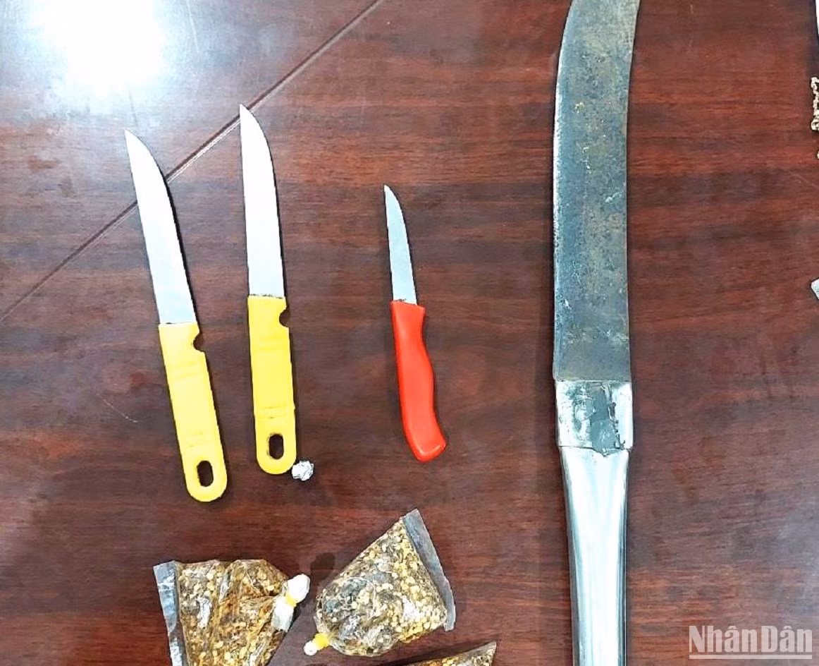 Các hung khí 2 đối tượng thường mang theo trong người để gây án. Các hung khí 2 đối tượng thường mang theo trong người để gây án.
