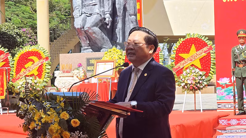 Đồng chí Lê Ngọc Tuấn phát biểu tại buổi lễ.