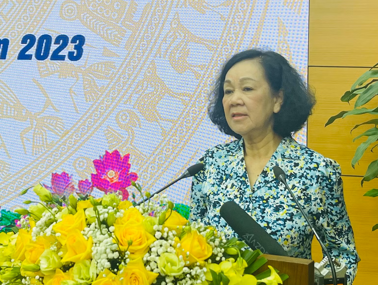 Ủy viên Bộ Chính trị, Thường trực Ban Bí thư Trương Thị Mai phát biểu ý kiến.