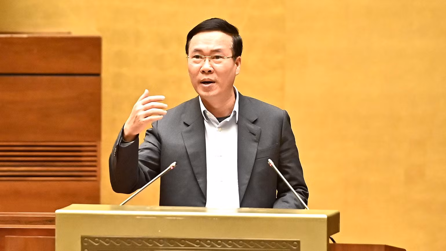 Đồng chí Võ Văn Thưởng, Ủy viên Bộ Chính trị, Thường trực Ban Bí thư phát biểu kết luận hội nghị. (Ảnh: ĐĂNG KHOA) Đồng chí Võ Văn Thưởng, Ủy viên Bộ Chính trị, Thường trực Ban Bí thư phát biểu kết luận hội nghị. (Ảnh: ĐĂNG KHOA)