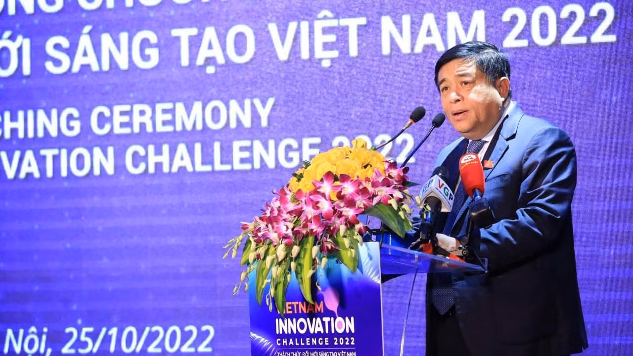 Bộ trưởng Kế hoạch và Đầu tư Nguyễn Chí Dũng tại Lễ phát động Chương trình Thách thức Đổi mới sáng tạo Việt Nam 2022.