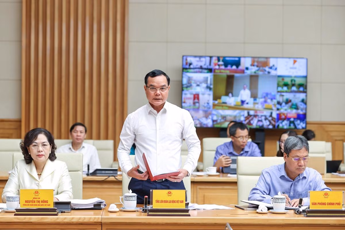 Chủ tịch Tổng Liên đoàn Lao động Việt Nam Nguyễn Đình Khang phát biểu.