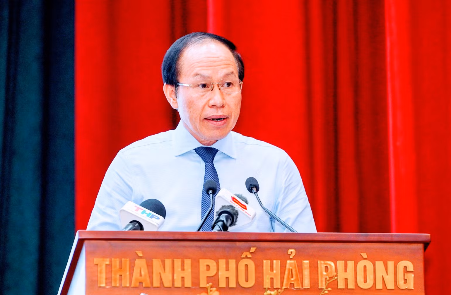 Ủy viên Trung ương Đảng, Bí thư Thành ủy Hải Phòng Lê Tiến Châu phát biểu tại hội nghị. Ủy viên Trung ương Đảng, Bí thư Thành ủy Hải Phòng Lê Tiến Châu phát biểu tại hội nghị.