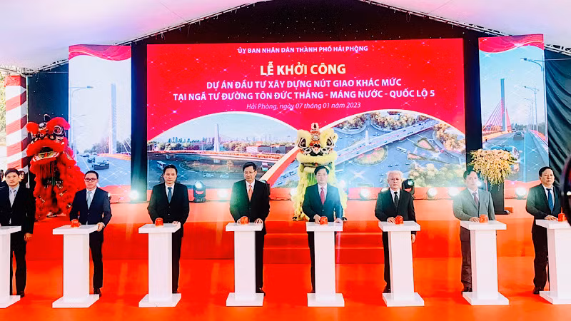 Nút giao thông khác mức tại ngã 4 Tôn Đức Thắng-Máng Nước-quốc lộ 5 được khởi công từ tháng 1/2023.