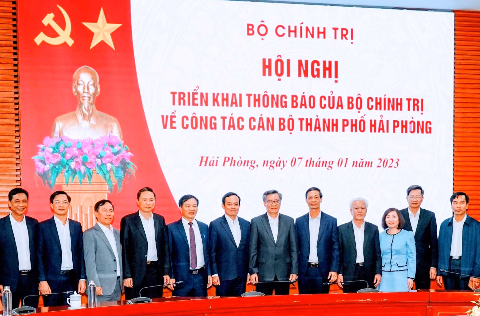 Hội nghị triển khai thông báo của Bộ Chính trị về công tác cán bộ thành phố Hải Phòng.