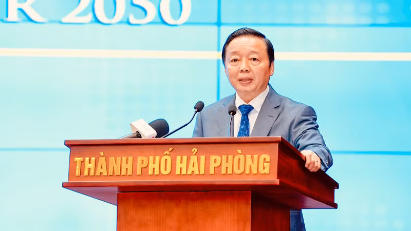 Phó Thủ tướng Trần Hồng Hà phát biểu tại hội nghị công bố Quy hoạch thành phố Hải Phòng.