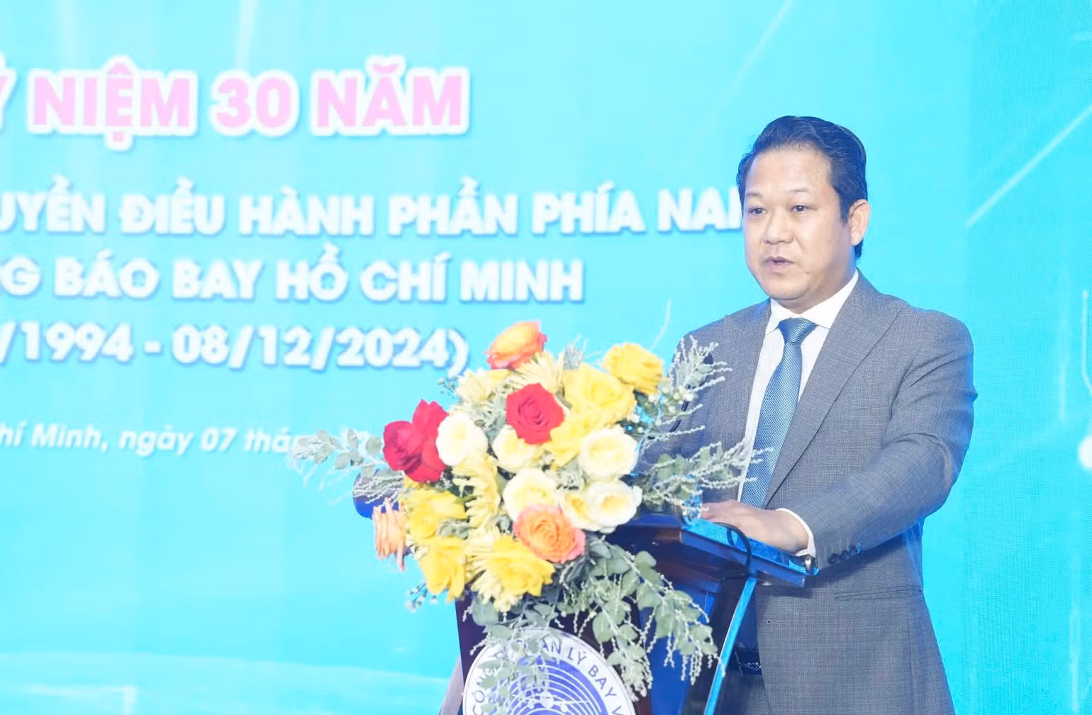 Ông Lê Hoàng Minh, Chủ tịch Hội đồng thành viên VATM phát biểu tại lễ kỷ niệm.