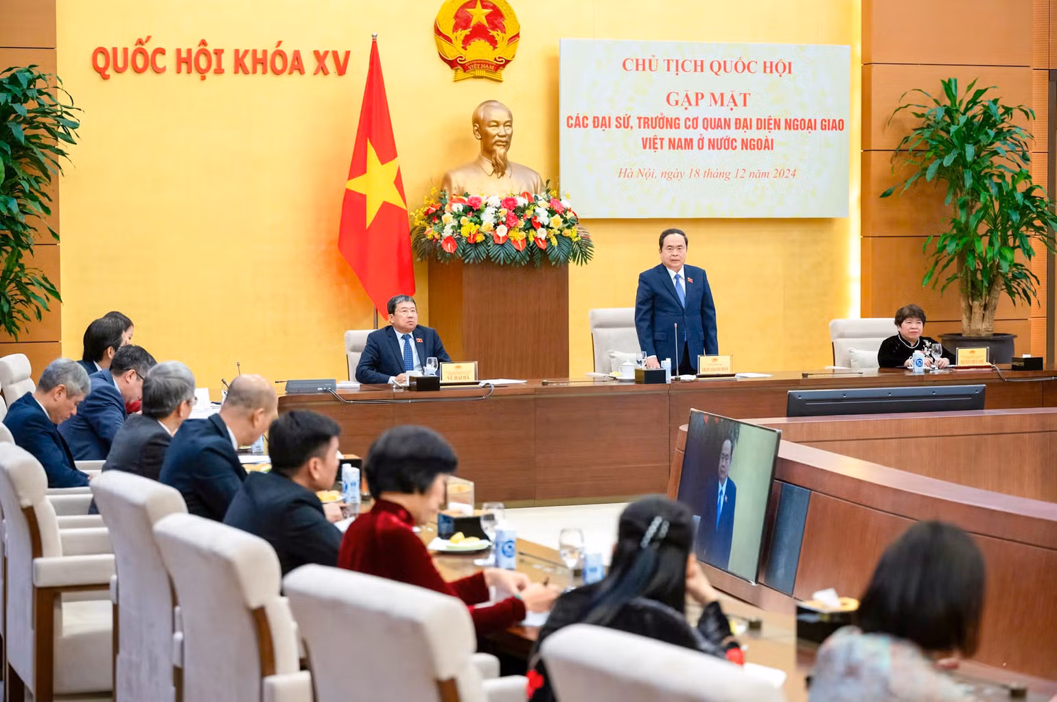 Quang cảnh cuộc gặp tại Nhà Quốc hội. (Ảnh Duy Linh)