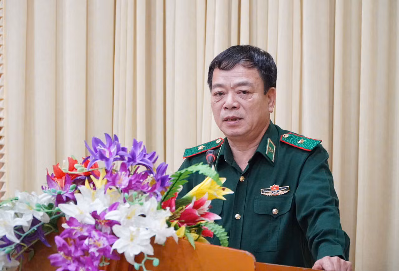 Thiếu tướng Nguyễn Văn Thiện, Phó Tư lệnh Bộ đội Biên phòng phát biểu tại buổi lễ.
