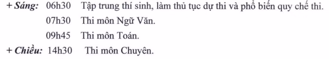 Lịch chi tiết các buổi thi Kỳ thi vào lớp 10 Trường trung học phổ thông chuyên Sư phạm