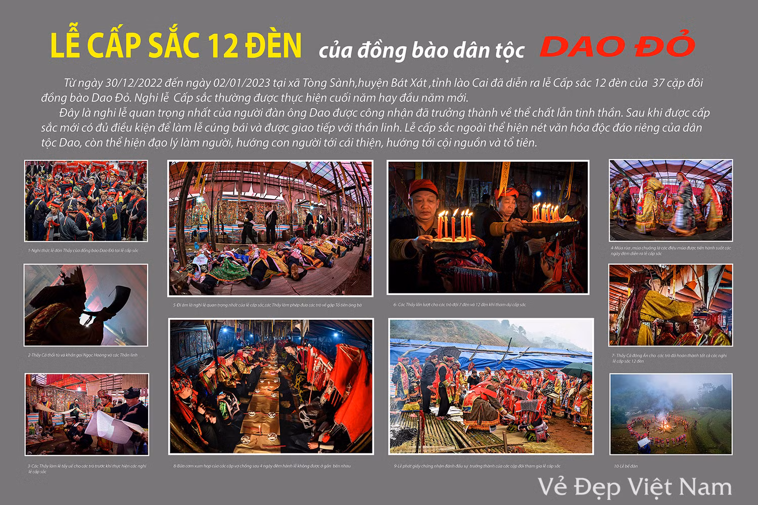 "Lễ cấp sắc 12 đèn của đồng bào dân tộc Dao Đỏ" của tác giả Kiều Anh Dũng (Thành phố Hồ Chí Minh) đoạt giải Ba. "Lễ cấp sắc 12 đèn của đồng bào dân tộc Dao Đỏ" của tác giả Kiều Anh Dũng (Thành phố Hồ Chí Minh) đoạt giải Ba.