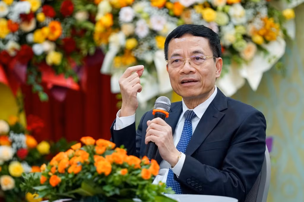 Bộ trưởng Thông tin và Truyền thông Nguyễn Mạnh Hùng phát biểu.