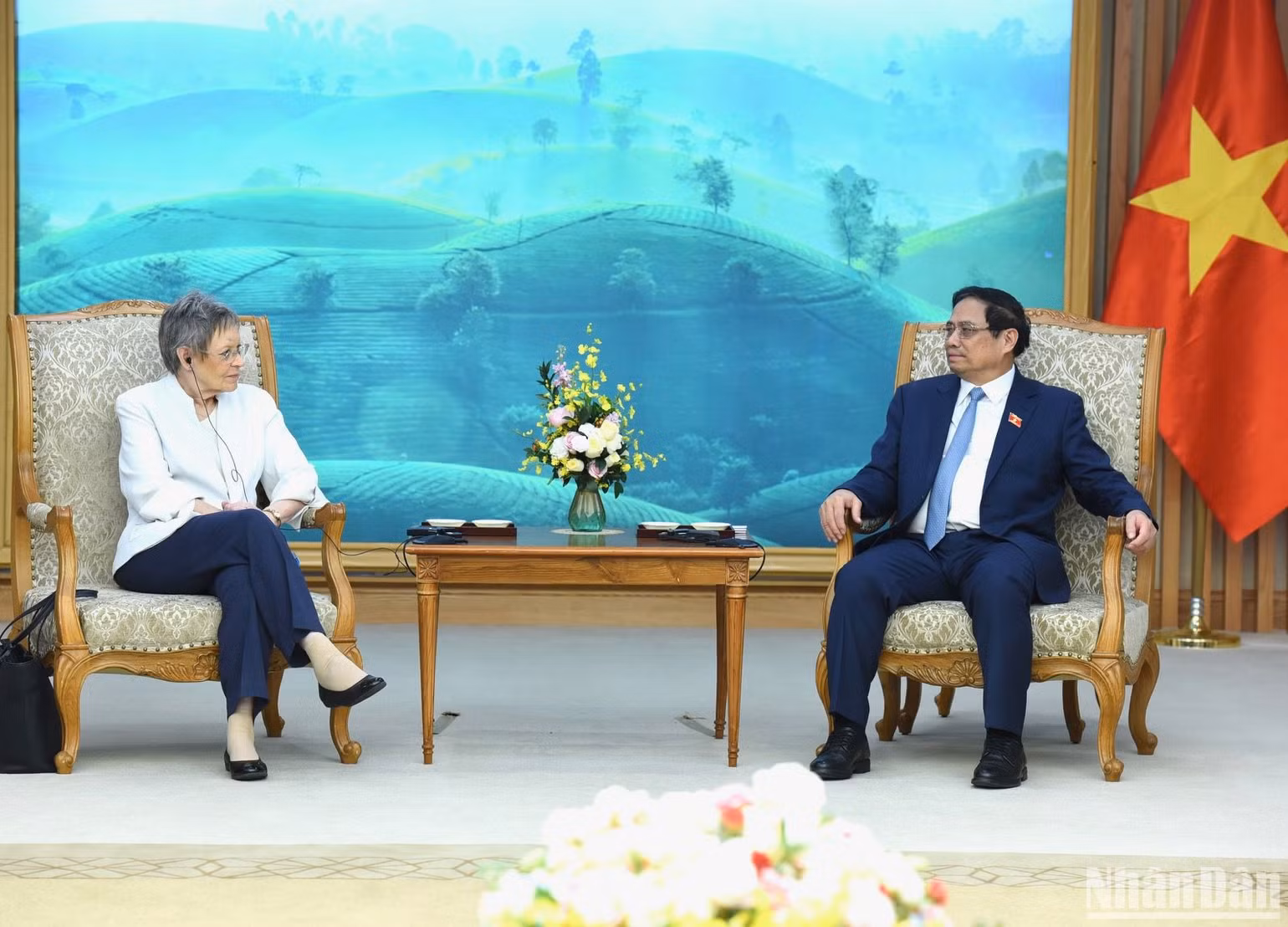 Thủ tướng Phạm Minh Chính tiếp Giáo sư Francoise Barre-Sinoussi. (Ảnh: Trần Hải) Thủ tướng Phạm Minh Chính tiếp Giáo sư Francoise Barre-Sinoussi. (Ảnh: Trần Hải)
