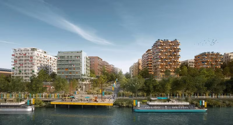 Mô hình Làng vận động viên Olympic 2024 tại thành phố Saint-Denis. (Ảnh: Paris 2024)