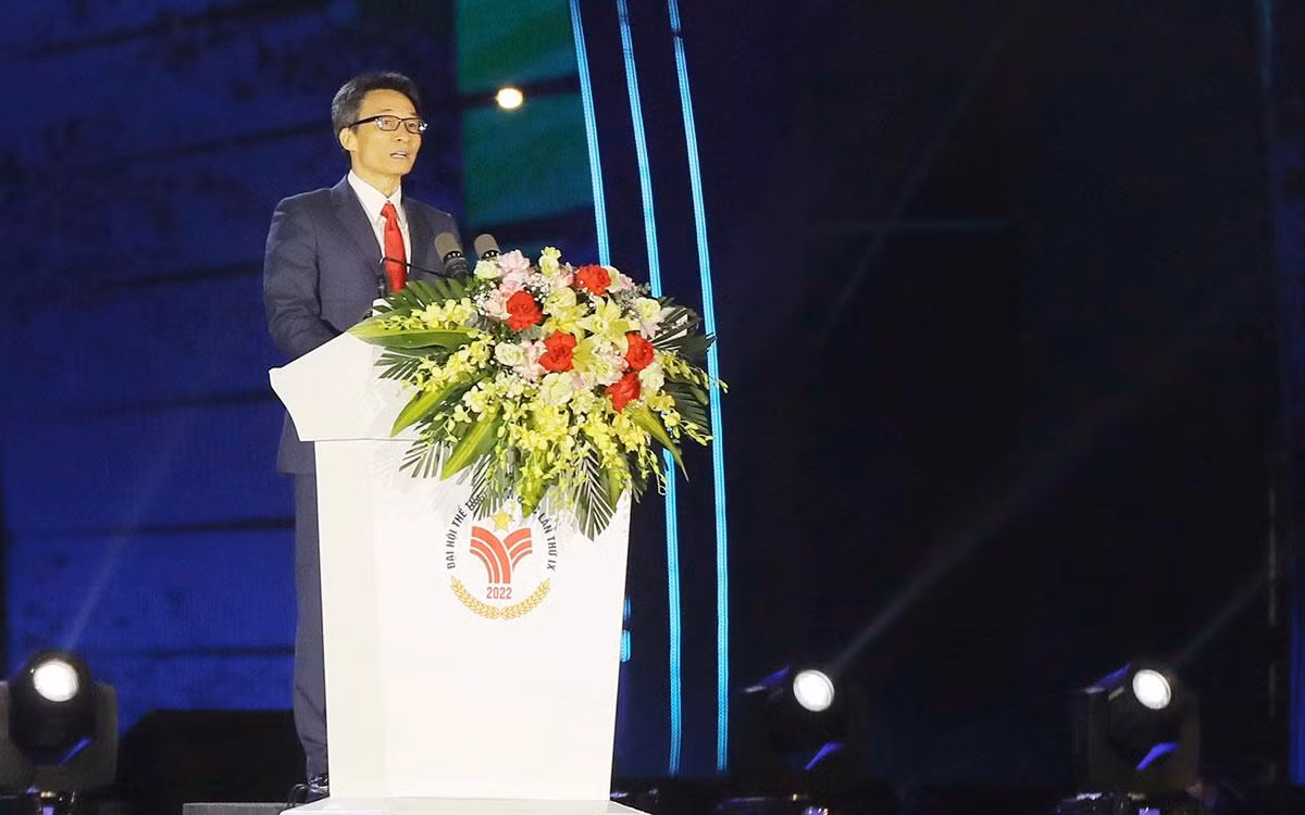 Phó Thủ tướng Chính phủ Vũ Đức Đam tuyên bố khai mạc Đại hội Thể thao toàn quốc lần thứ IX năm 2022. Phó Thủ tướng Chính phủ Vũ Đức Đam tuyên bố khai mạc Đại hội Thể thao toàn quốc lần thứ IX năm 2022.