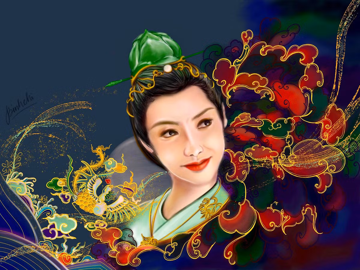 Lý Chiêu Hoàng dưới bút vẽ của Bình Chi. Lý Chiêu Hoàng dưới bút vẽ của Bình Chi.