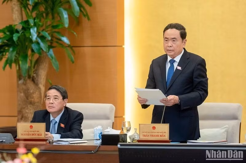 Phó Chủ tịch Thường trực Quốc hội Trần Thanh Mẫn kết luận nội dung thảo luận. (Ảnh: DUY LINH)