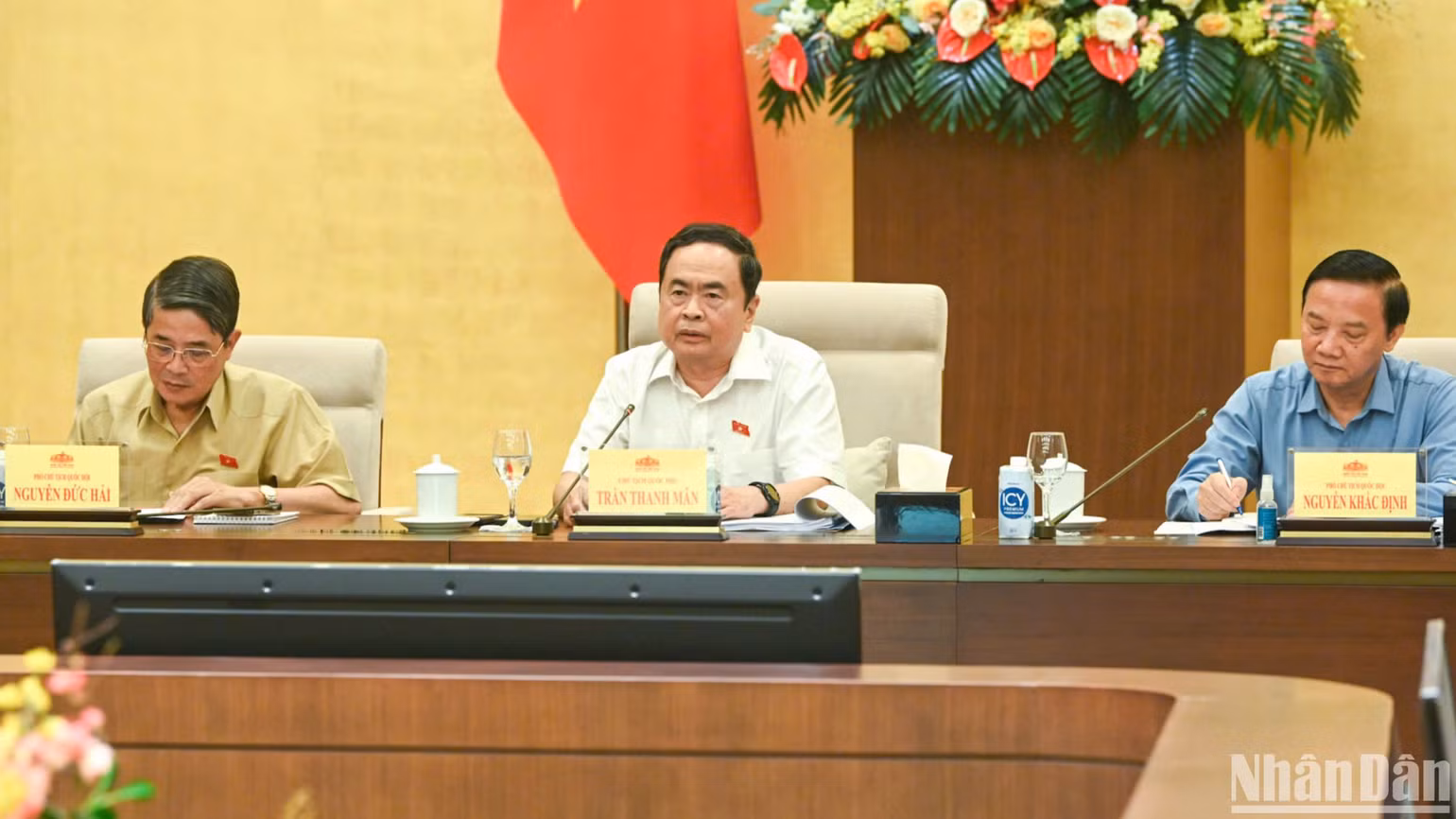 Chủ tịch Quốc hội Trần Thanh Mẫn phát biểu ý kiến tại phiên họp. (Ảnh: DUY LINH)