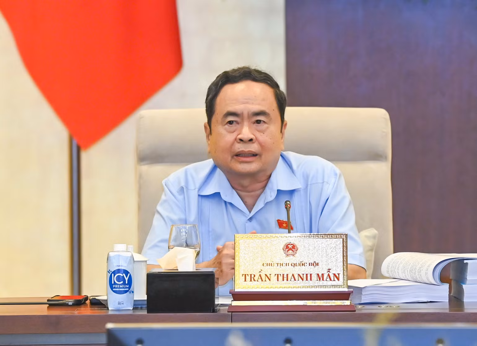 Chủ tịch Quốc hội Trần Thanh Mẫn phát biểu ý kiến. (Ảnh: DUY LINH) Chủ tịch Quốc hội Trần Thanh Mẫn phát biểu ý kiến. (Ảnh: DUY LINH)