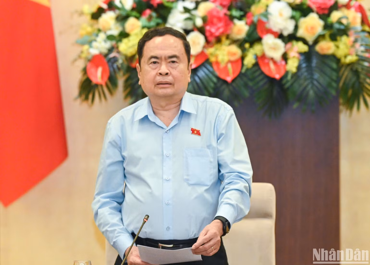 Chủ tịch Quốc hội Trần Thanh Mẫn phát biểu bế mạc phiên họp. (Ảnh: DUY LINH)