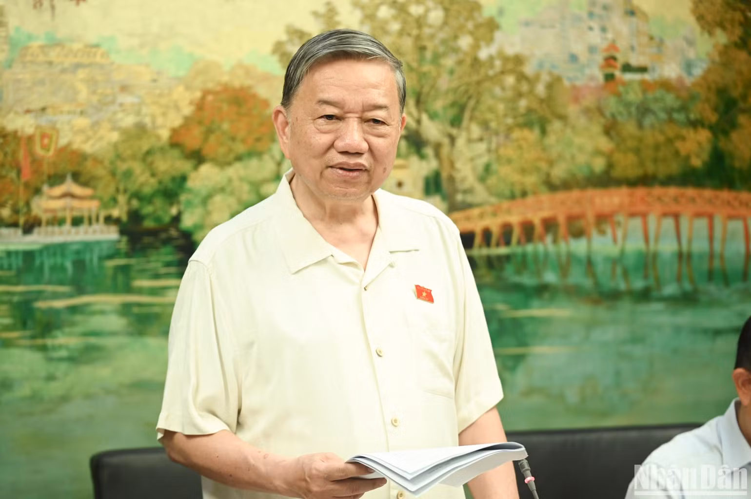 Tổng Bí thư Tô Lâm phát biểu ý kiến trong phiên thảo luận ở tổ chiều 17/5. (Ảnh: BÙI GIANG)