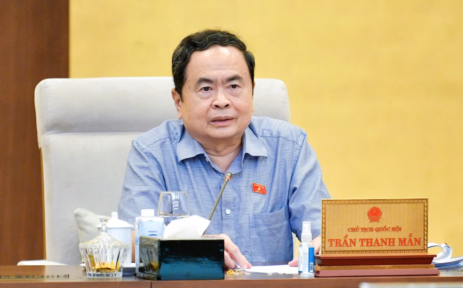 Chủ tịch Quốc hội Trần Thanh Mẫn phát biểu ý kiến. Chủ tịch Quốc hội Trần Thanh Mẫn phát biểu ý kiến.