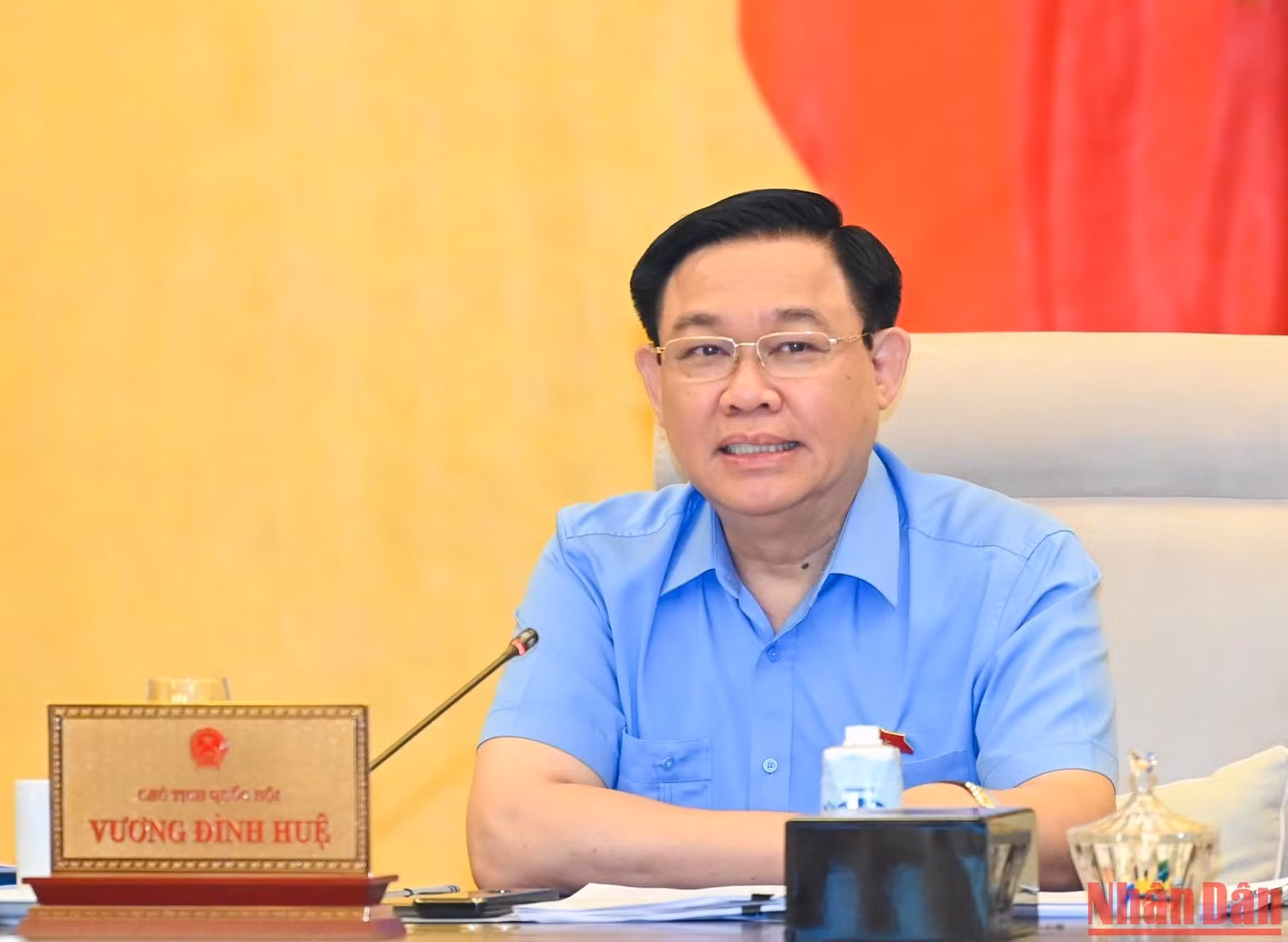 Chủ tịch Quốc hội Vương Đình Huệ phát biểu ý kiến tại phiên họp. (Ảnh: DUY LINH) Chủ tịch Quốc hội Vương Đình Huệ phát biểu ý kiến tại phiên họp. (Ảnh: DUY LINH)