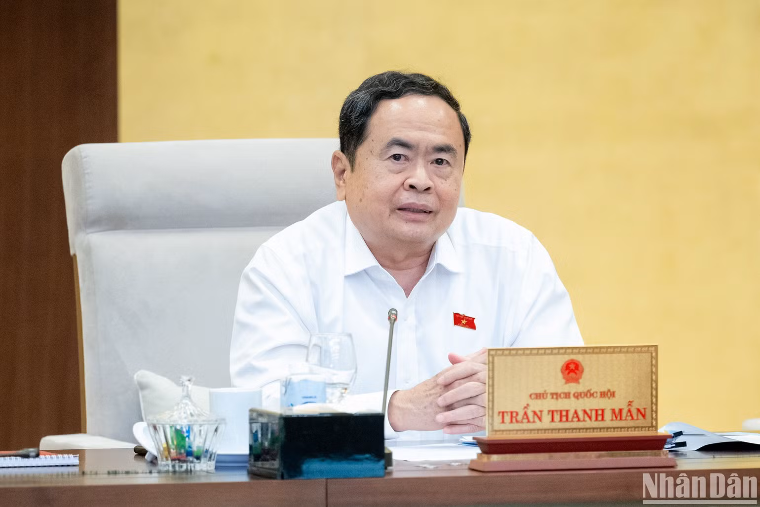 Chủ tịch Quốc hội Trần Thanh Mẫn phát biểu tại phiên họp. (Ảnh: DUY LINH) Chủ tịch Quốc hội Trần Thanh Mẫn phát biểu tại phiên họp. (Ảnh: DUY LINH)