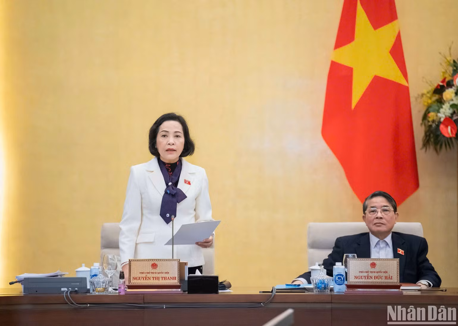 Phó Chủ tịch Quốc hội Nguyễn Thị Thanh phát biểu. (Ảnh: DUY LINH)
