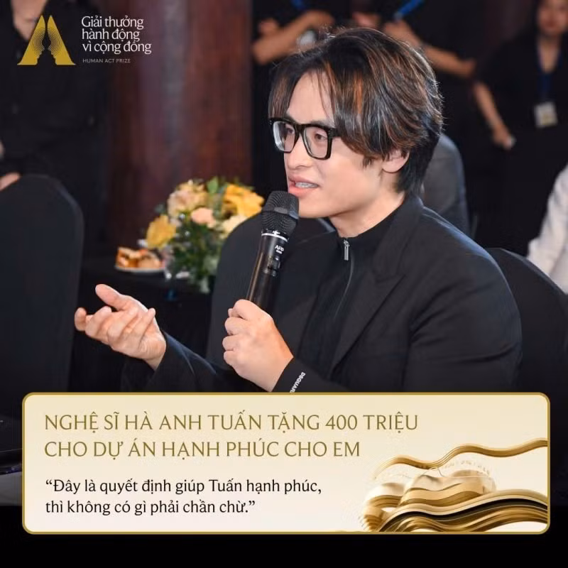 Nghệ sĩ Hà Anh Tuấn - thành viên Hội đồng Giám khảo đã ủng hộ dự án 400 triệu đồng để xây dựng các điểm trường tại Sơn La. Nghệ sĩ Hà Anh Tuấn - thành viên Hội đồng Giám khảo đã ủng hộ dự án 400 triệu đồng để xây dựng các điểm trường tại Sơn La.