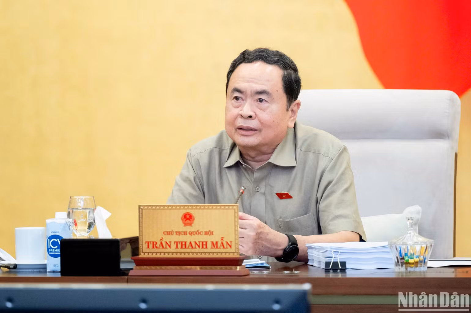 Chủ tịch Quốc hội Trần Thanh Mẫn phát biểu ý kiến. (Ảnh: DUY LINH)