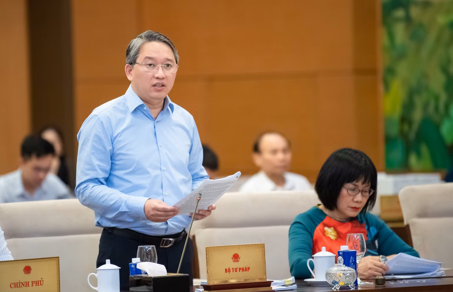 Bộ trưởng Tư pháp Nguyễn Hải Ninh. (Ảnh: Media Quốc hội)