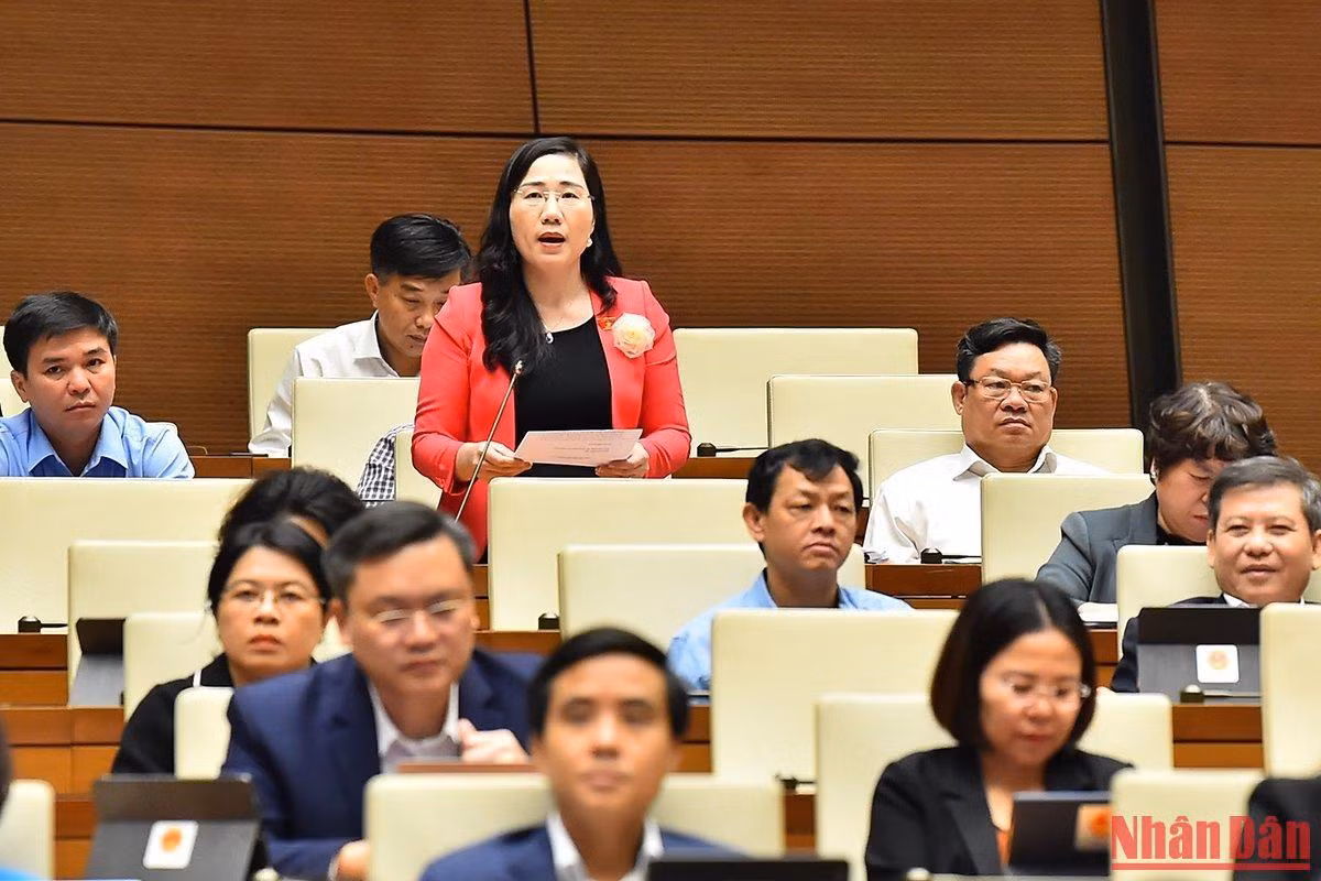 Đại biểu Nguyễn Thị Thủy (Bắc Kạn) đặt câu hỏi chất vấn đối với Tổng Thanh tra Chính phủ. (Ảnh: THỦY NGUYÊN)