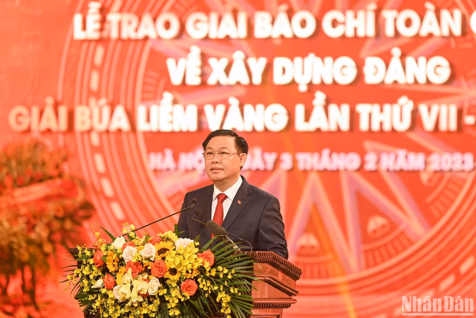 Chủ tịch Quốc hội Vương Đình Huệ phát biểu tại lễ trao giải. (Ảnh: DUY LINH) Chủ tịch Quốc hội Vương Đình Huệ phát biểu tại lễ trao giải. (Ảnh: DUY LINH)