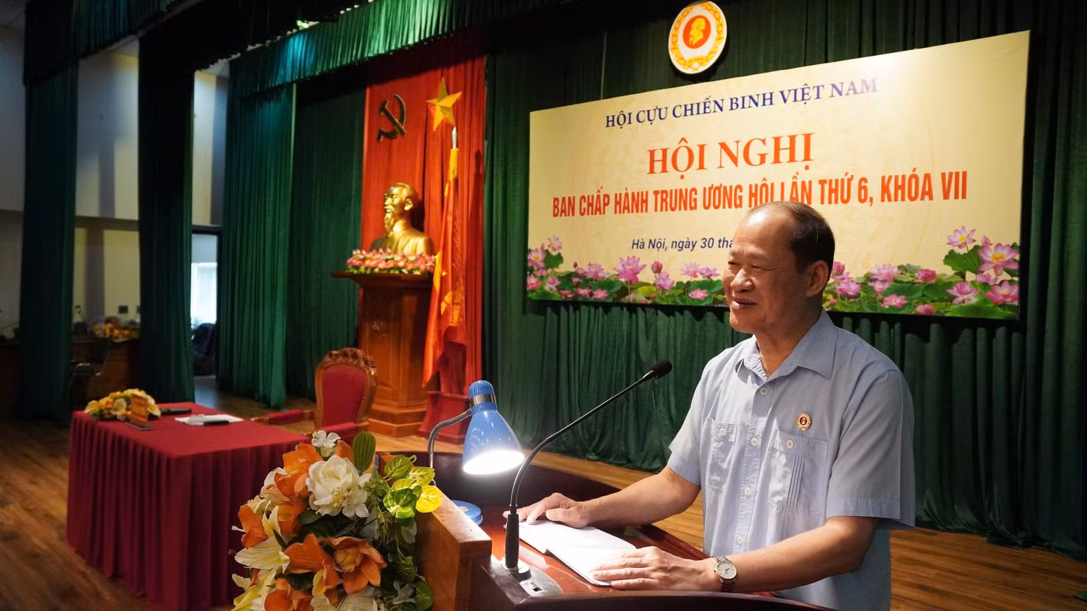 Chủ tịch Hội Cựu chiến binh Việt Nam, Thượng tướng Bế Xuân Trường phát biểu khai mạc hội nghị.