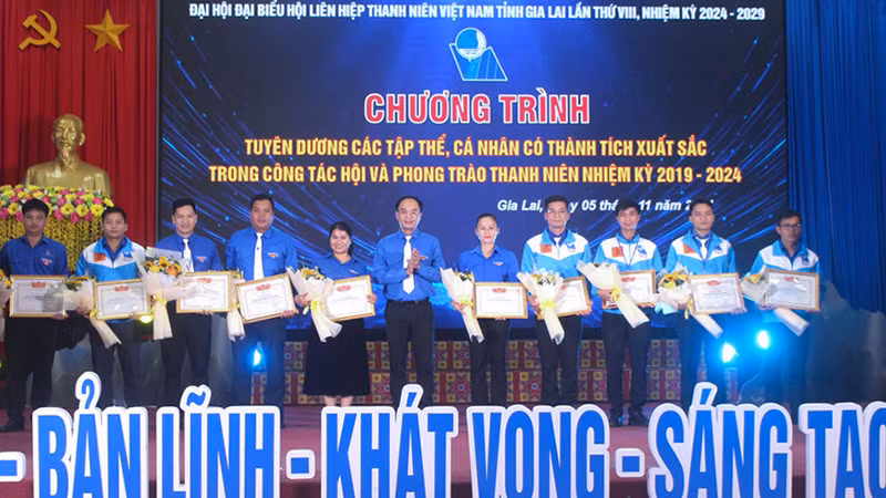 Hội Liên hiệp thanh niên Việt Nam tỉnh Gia Lai tặng bằng khen cho các tập thể có thành tích xuất sắc.