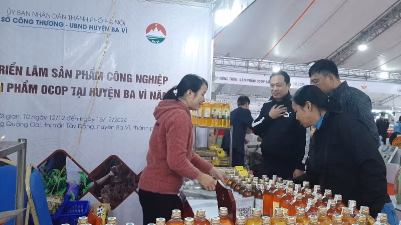 Người tiêu dùng chọn mua các mặt hàng giới thiệu tại hội chợ.