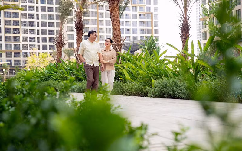 Không gian xanh mát tại dự án do Masterise Homes phát triển, nằm ở vị trí trung tâm khu Grandpark (thành phố Thủ Đức).