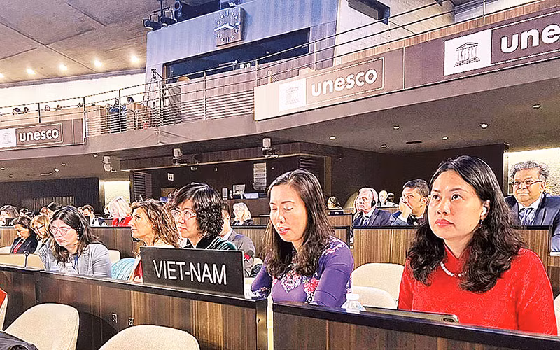 Phái đoàn Việt Nam tham gia kỳ họp Hội đồng chấp hành UNESCO. Nguồn: Bộ Ngoại giao Phái đoàn Việt Nam tham gia kỳ họp Hội đồng chấp hành UNESCO. Nguồn: Bộ Ngoại giao