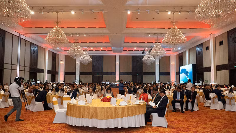 Lễ kỷ niệm 79 năm Quốc khánh Việt Nam diễn ra tại Phnom Penh với sự tham dự của hơn 400 khách mời. (Ảnh: NGUYỄN HIỆP)
