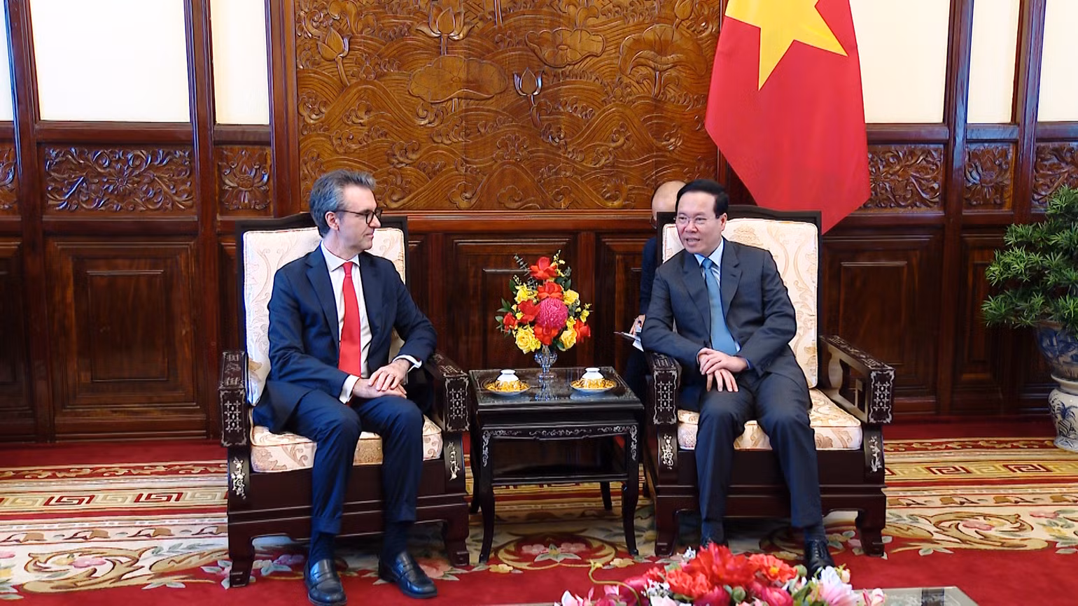 Quang cảnh buổi tiếp. (Ảnh: Hồng Quân) Quang cảnh buổi tiếp. (Ảnh: Hồng Quân)