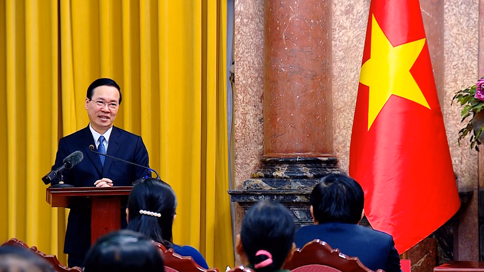 Chủ tịch nước Võ Văn Thưởng phát biểu tại buổi gặp mặt. (Ảnh: HỒNG QUÂN) Chủ tịch nước Võ Văn Thưởng phát biểu tại buổi gặp mặt. (Ảnh: HỒNG QUÂN)