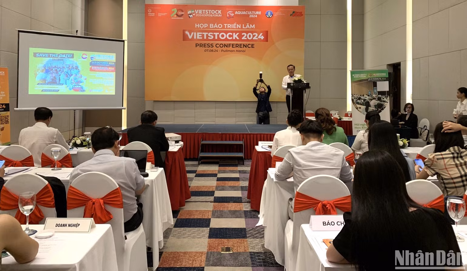 Toàn cảnh họp báo Triển lãm Vietstock 2024, sáng 7/8, tại Hà Nội.