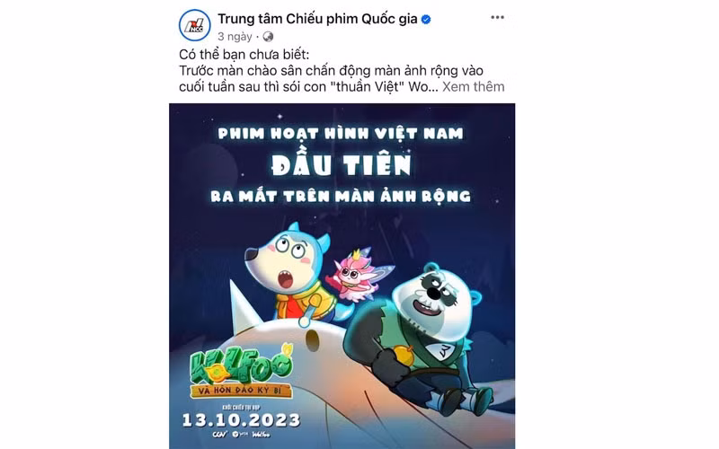 Hình ảnh giới thiệu phim trên fanpage chính thức của Trung tâm Chiếu phim Quốc gia (Hà Nội). (Ảnh chụp màn hình)