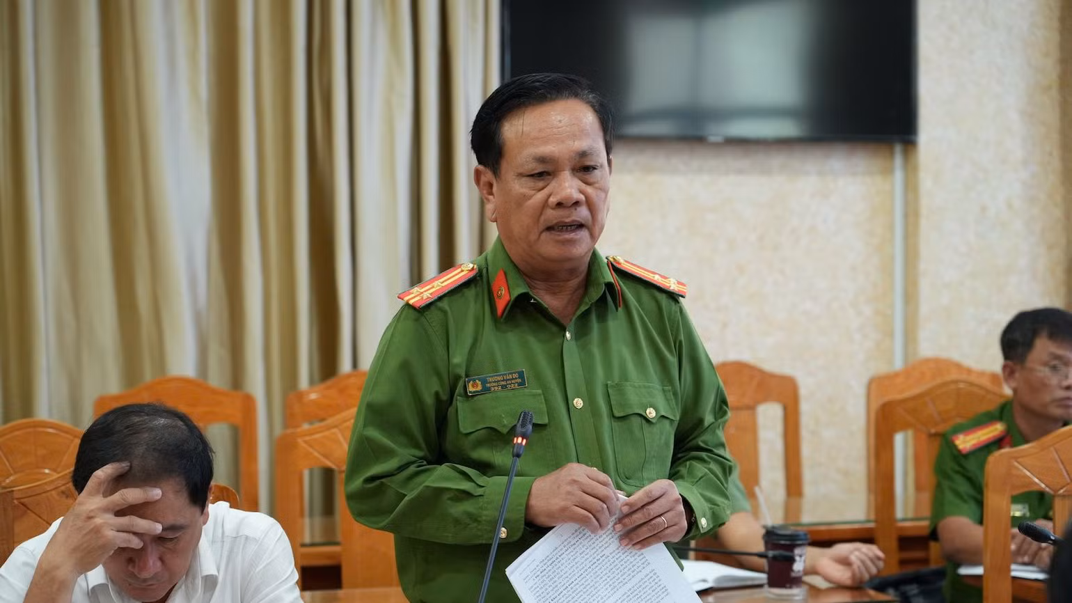 Thượng tá Trương Văn Đo, Trưởng công an huyện Bắc Bình phát biểu. Thượng tá Trương Văn Đo, Trưởng công an huyện Bắc Bình phát biểu.